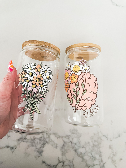 Verre Mental Health 16 oz | 25 oz | Couvercle & Paille Incluse