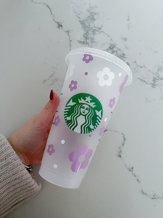 Purple Daisy Tumbler 16 oz | 25 oz | Lid &amp; Straw Included