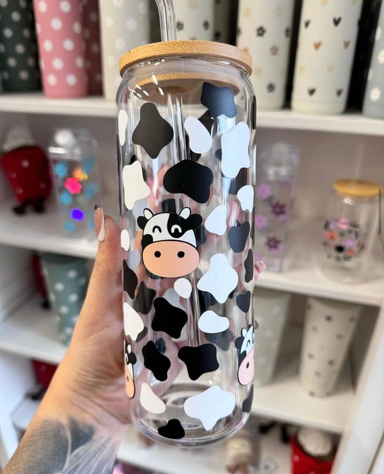 Cows Glass 16 oz | 25 oz | Lid &amp; Straw Included