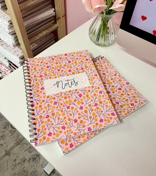 Cahier de notes | Rose et ronds oranges