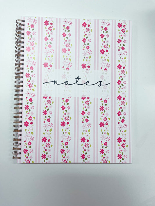 Cahier de notes | Lignes roses et fleurs