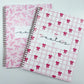 Cahier de notes | Quadrillé rose et boucles rouges