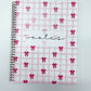 Cahier de notes | Quadrillé rose et boucles rouges