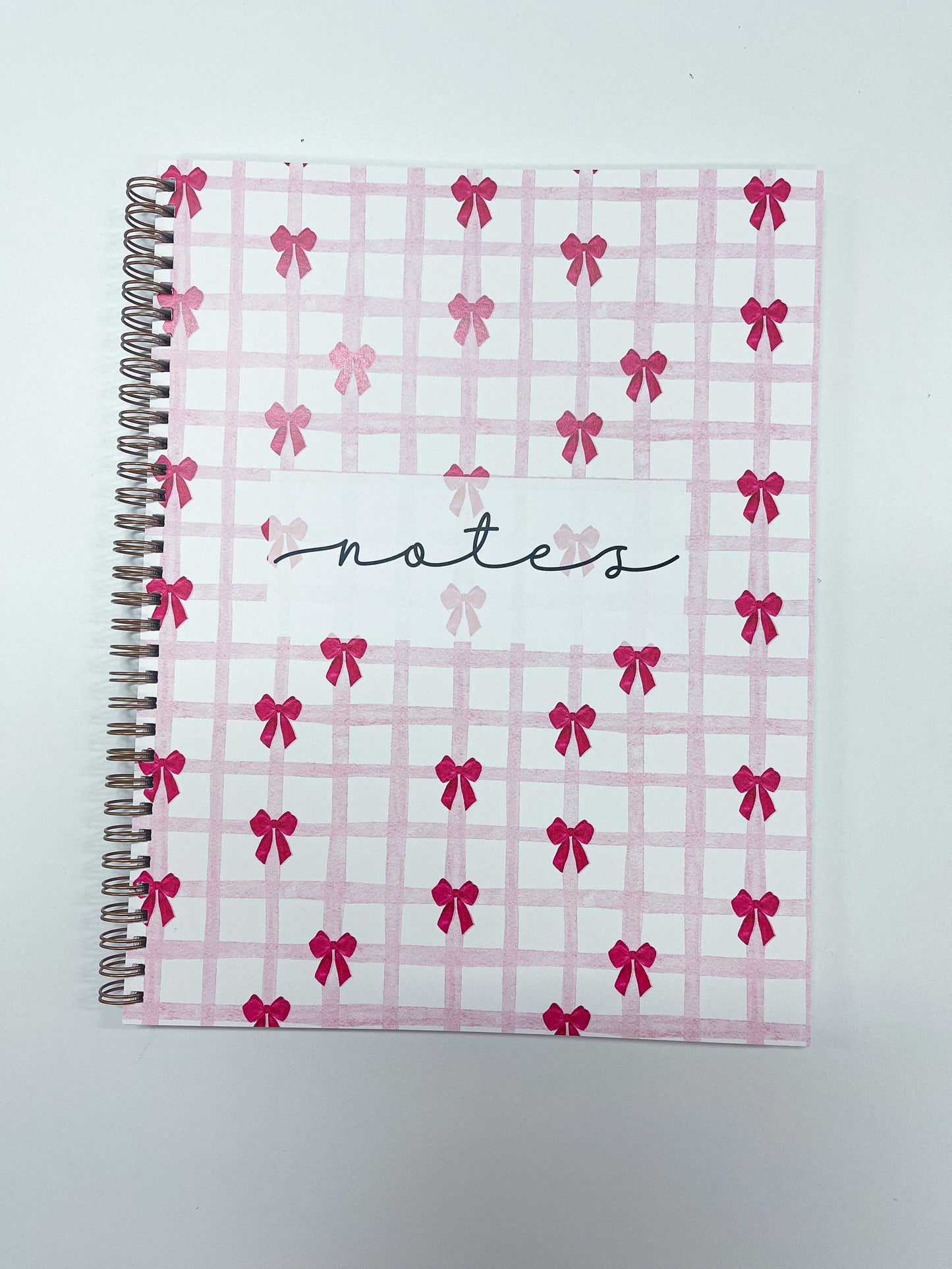 Cahier de notes | Quadrillé rose et boucles rouges