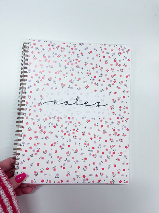 Cahier de notes | Fleurs rouges et mauves