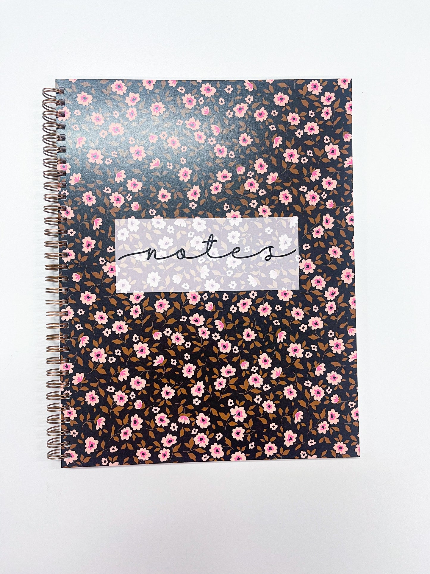 Cahier de notes | Noir et fleurs roses