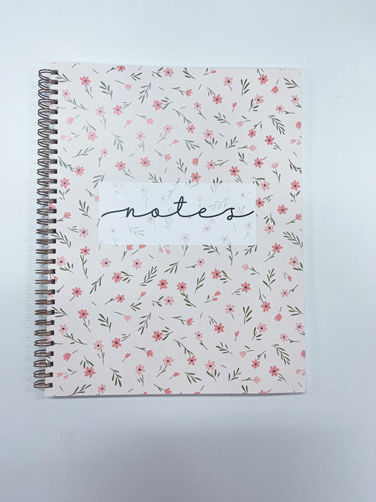 Cahier de notes | Beige et fleurs roses