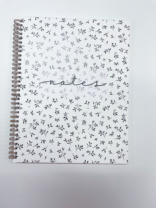 Cahier de notes | Blanc et feuilles noires