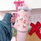 Tumbler rose Maison Pain D’épice | 40 oz | Couvercle & Paille Incluse