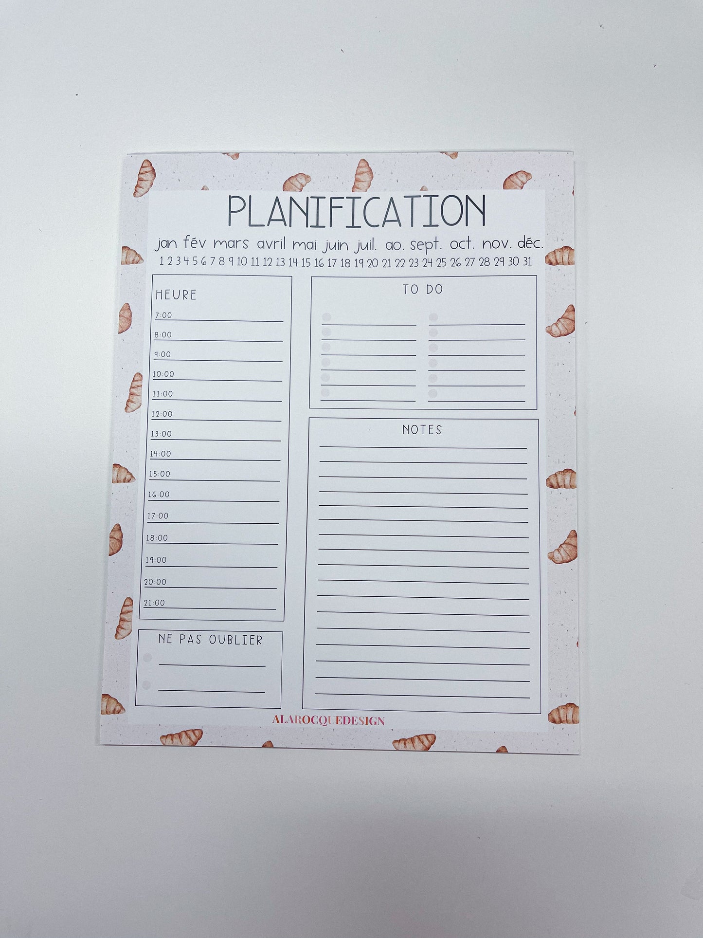 Planificateur journalier | Beige | Marguerites ou Croissants