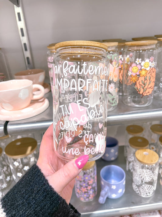 Verre Affirmation Positive 2.0. | 16 oz | Couvercle & Paille Incluse