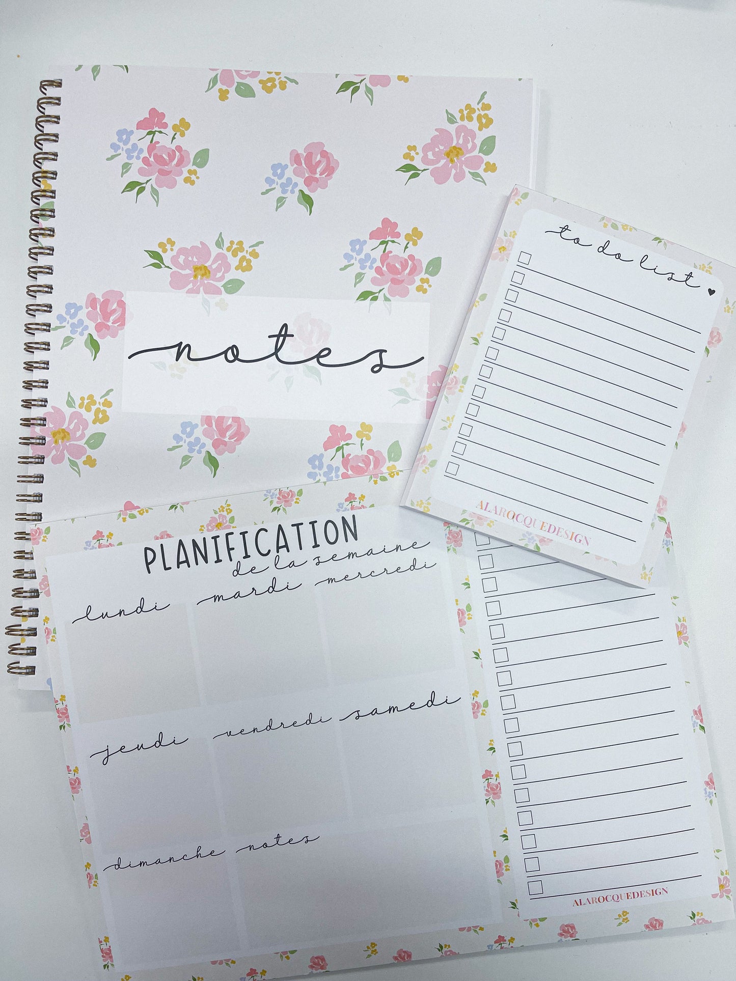 Trio | Cahier de notes | To do | Planificateur | Bouquet de roses | 100 pages