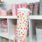 24 oz Insulated Bottle | White &amp; Colorful Flowers | Lid &amp; Straw Included