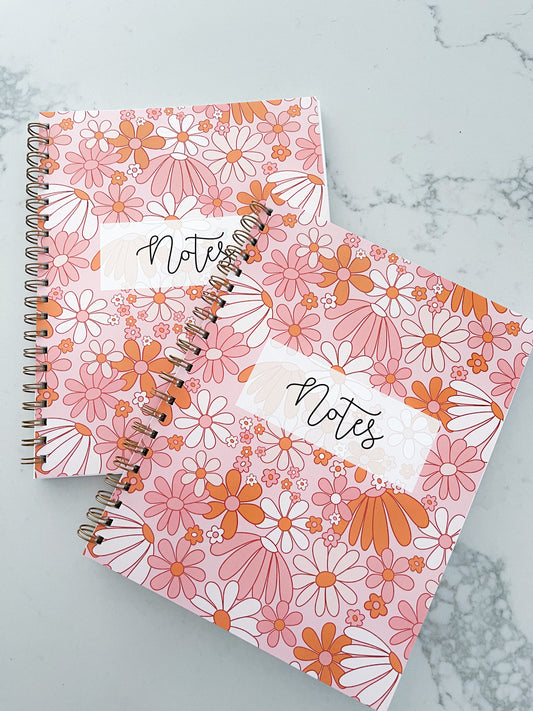 Cahier de notes | Fleurs Modernes Oranges Roses | 100 pages