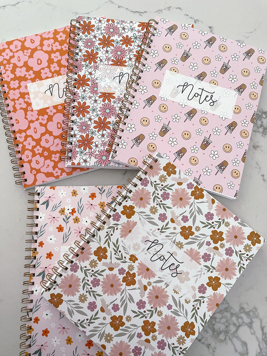 Cahier de notes | Fleurs Rétro Roses | 100 pages