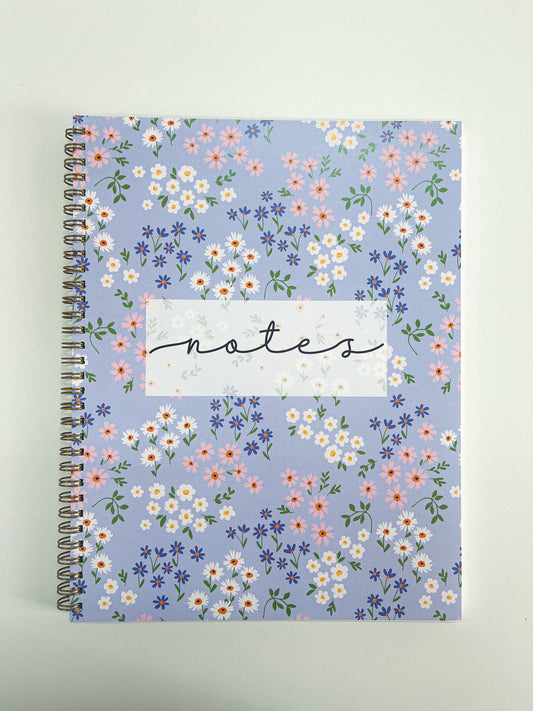 Cahier de notes | Bleu et fleurs multiples  | 100 pages