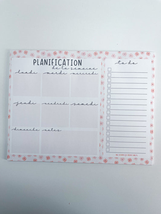 Planificateur de semaine | Petites fleurs roses | 25 pages