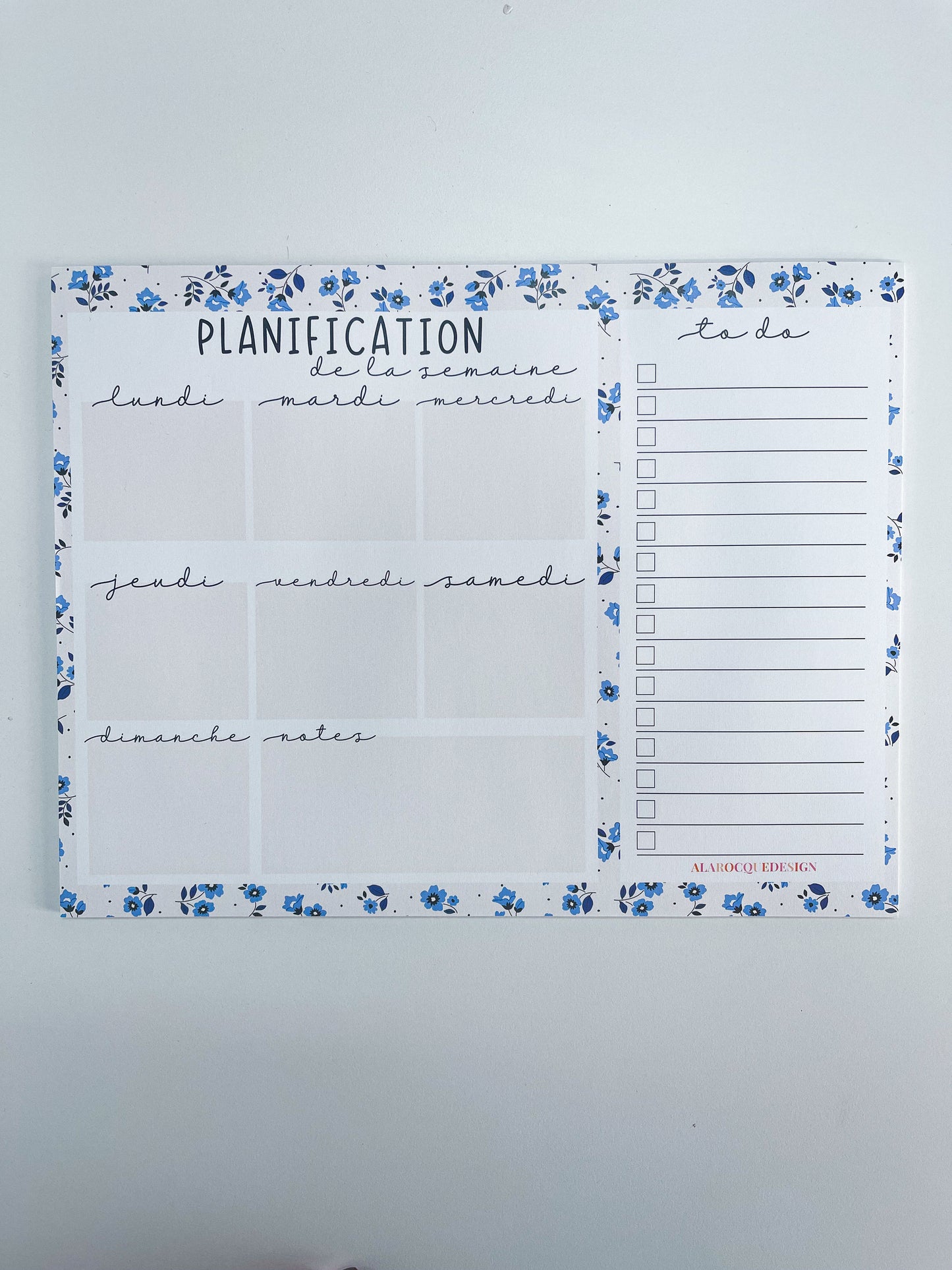 Planificateur de semaine | Beige et fleurs bleues | 25 pages