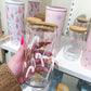 16 oz Glass | Pink Canes | Christmas Collection | Lid &amp; Straw Included