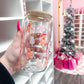 16 oz Glass | Gingerbread and Pink Candy | Christmas Collection | Lid &amp; Straw Included