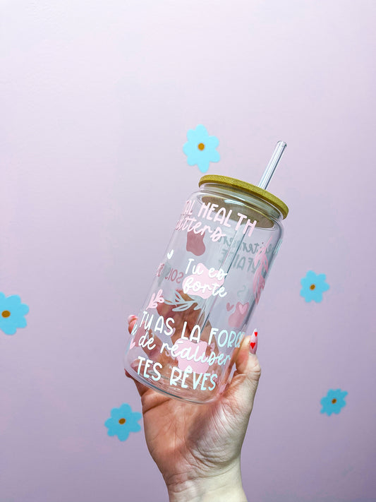 Verre Affirmation Positive 2.0. | 16 oz | Couvercle & Paille Incluse