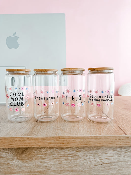 Verre T.E.S, Enseignante, Éducatrice, Cool Mom Club | 16 oz | Couvercle & Paille Incluse