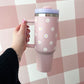 Tumbler Marguerite Rose Blush | 40 oz | Couvercle & Paille Incluse